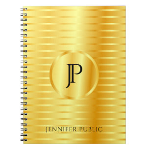 Cuaderno Plantilla Monogramada con Aspecto Metálico Dorado