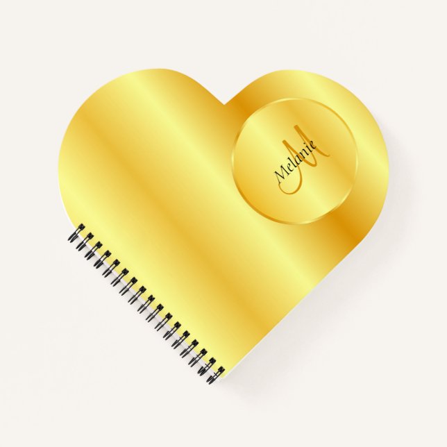 Cuaderno Plantilla Monogramada Elegante De Faux Gold (Anverso)