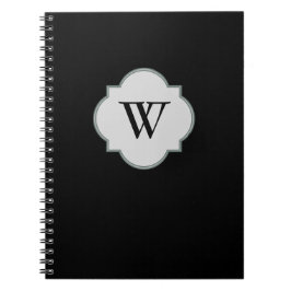 Cuaderno Plantilla negra sólida del monograma