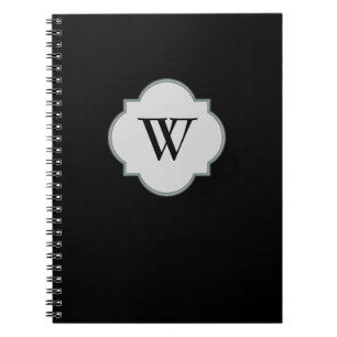 Cuaderno Plantilla negra sólida del monograma