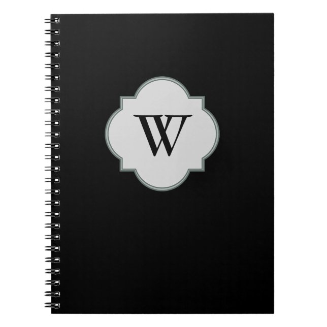 Cuaderno Plantilla negra sólida del monograma (Frente)