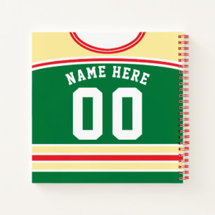 Cuaderno Plantilla personalizada de Jersey verde de hockey 