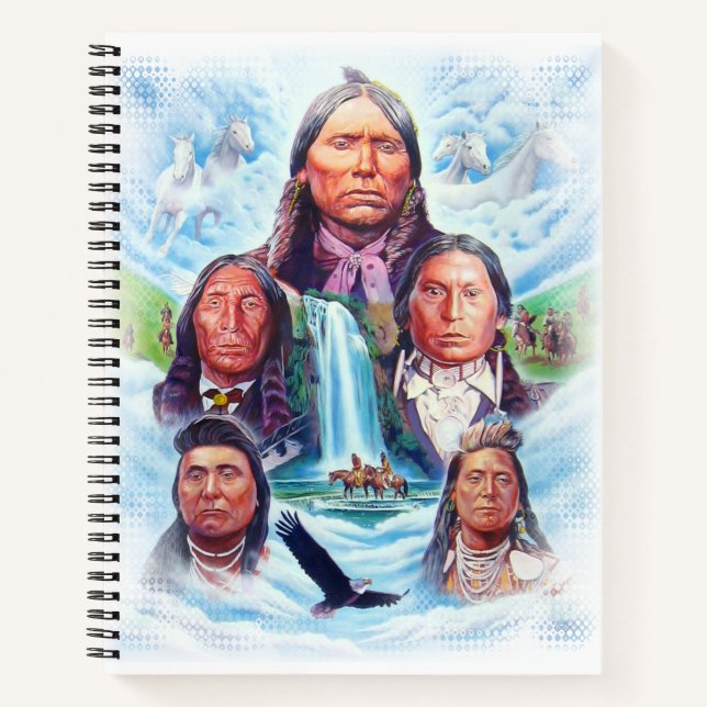 Cuaderno Plantilla personalizada jefes indios americanos na (Anverso)