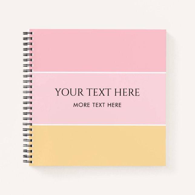 Cuaderno Plantilla rayada personalizable rosa vainilla amar (Anverso)
