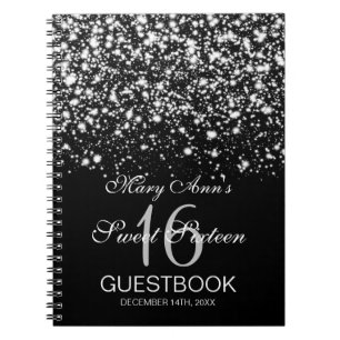Cuaderno Plata atractiva de medianoche del Guestbook del