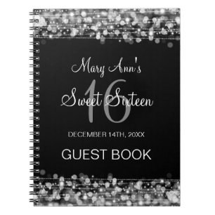 Cuaderno Plata de las chispas del fiesta del Guestbook del