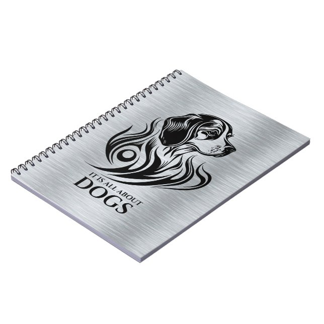 Cuaderno Plata metálica Cabeza de Beagle Ornamental Negro (Lado Izquierdo)