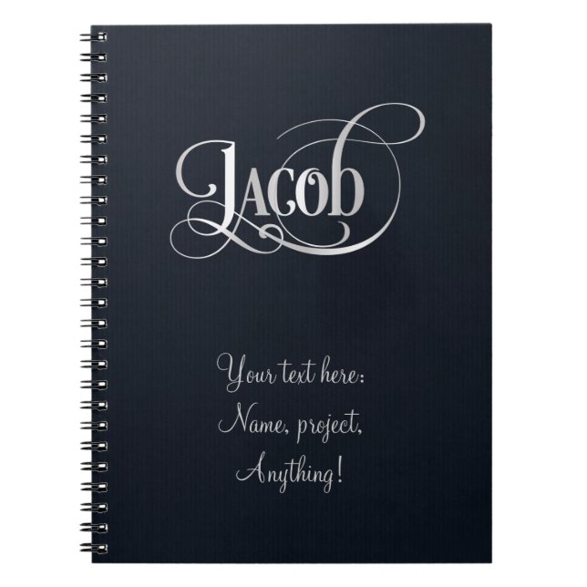 Cuaderno Plata personalizada de Jacob de la escritura de (Frente)