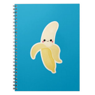 Cuaderno Plátano de Kawaii en azul