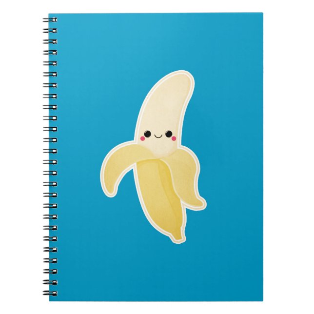 Cuaderno Plátano de Kawaii en azul (Frente)