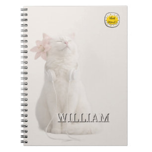 Cuaderno plateado de gato mascota con foto persona