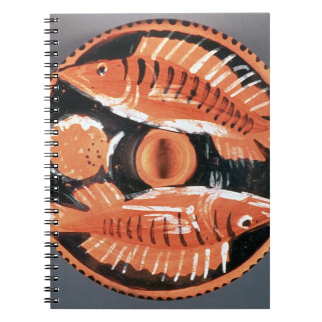 Cuaderno Platee la representación de dos pescados, 350 A.C. (Frente)
