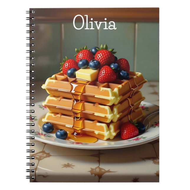 Cuaderno Plato Antiguo de Waffles con Fresas  (Frente)