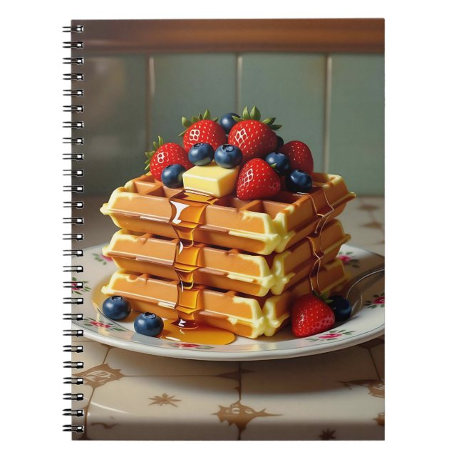 Cuaderno Plato Antiguo de Waffles con Fresas  (Frente)