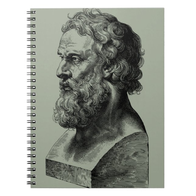 Cuaderno Plato Bust Platón, Ilustracion de la filosofía (Frente)