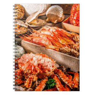 Cuaderno Plato de cocina de mariscos como cena gourmet del