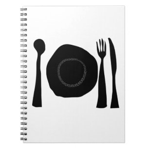 Cuaderno Plato y utensilios en blanco y negro