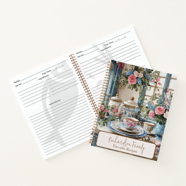Cuaderno Platos de rosa antigua receta familiar personaliza (Interior)