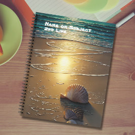 Cuaderno Playa al atardecer con conchas