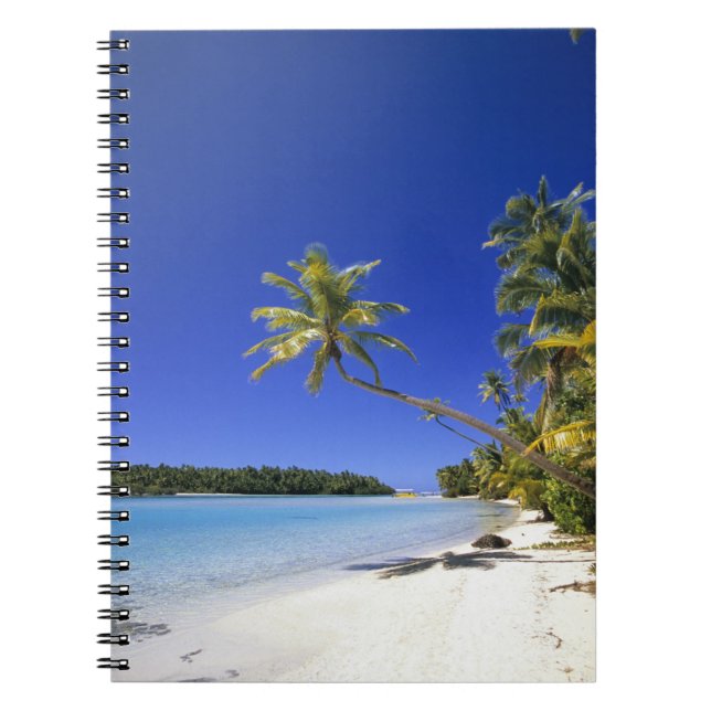 Cuaderno Playa bordeada de palmeras Islas Cook (Frente)