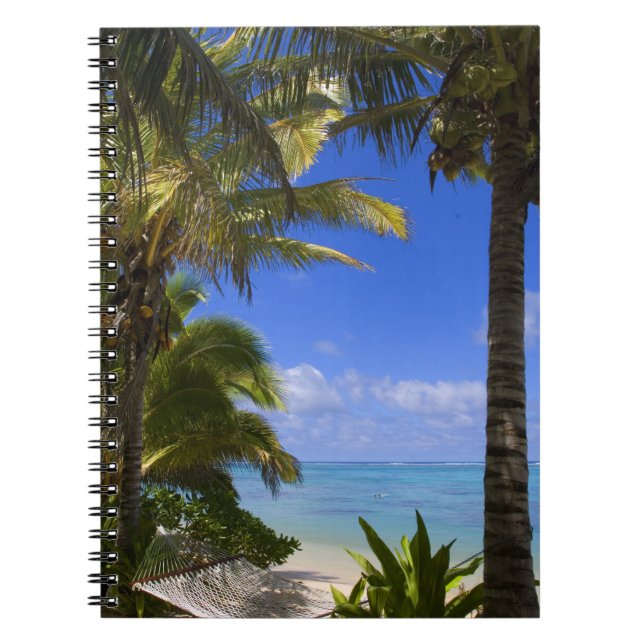 Cuaderno Playa bordeada de palmeras Islas Cook 2 (Frente)