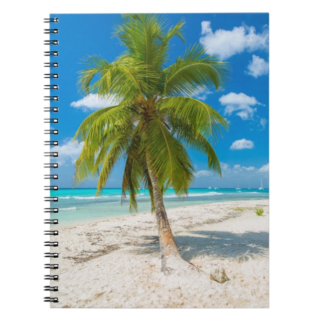 Cuaderno Playa de arena con palmera tropical (Frente)