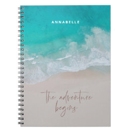 Cuaderno playa de arena tropical océano la aventura comienz