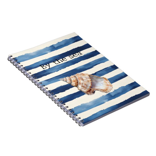 Cuaderno Playa de Concha de Caracol Rayas Azules (Lado Derecho)