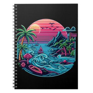 Cuaderno Playa de neón tropical/hawaiana