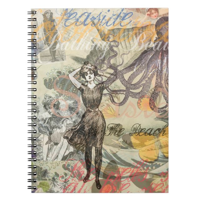Cuaderno Playa de Pulpo Antiguo Steampunk Costero (Frente)
