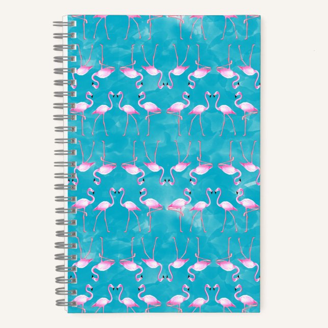 Cuaderno Playa de Verano de Flamingos Rosados (Anverso)