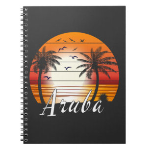 Cuaderno Playa de verano de palmeras de Aruba vintage