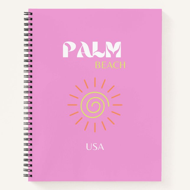 Cuaderno Playa Palm, Arte Retro, Preppy, Arte Rosa, Rosa (Anverso)