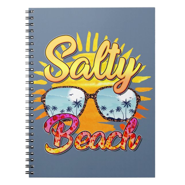 Cuaderno Playa Salty | Sol tropical y árbol de palmas (Frente)