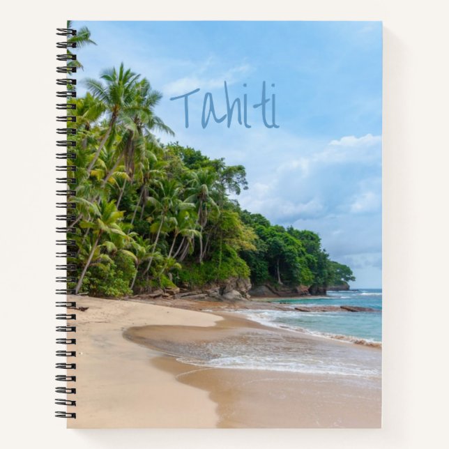 Cuaderno Playa Tahiti Sand Blue Sky Palm Trees (Anverso)