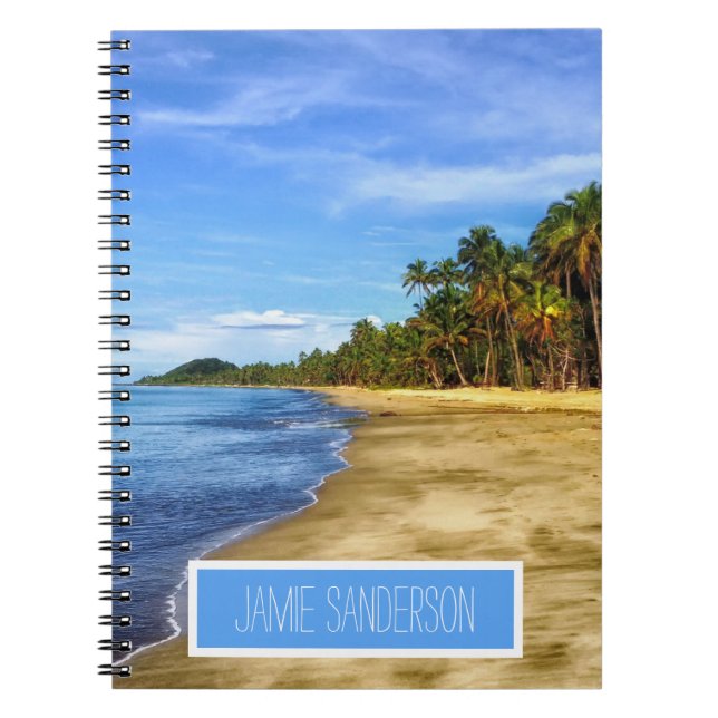 Cuaderno Playa tropical Añadir tu nombre (Frente)