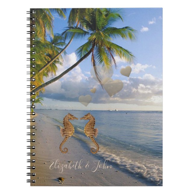 Cuaderno Playa Tropical,Caballito de Mar Enamorado-Personal (Frente)