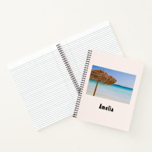 Cuaderno Playa Tropical Escénica con Sombrilla de Paja