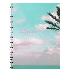 Cuaderno Playa tropical, sueño, vistas al océano, nubes, pa