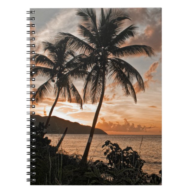 Cuaderno Playa Tropical Sunset Beach Palm Trees (Frente)