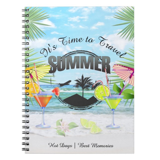 Cuaderno Playa tropical, vacaciones de verano | Personaliza (Frente)