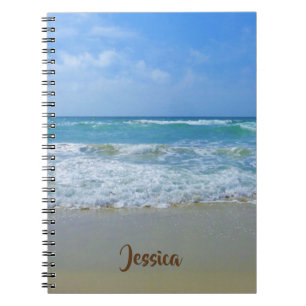 Cuaderno Playa y mar con nombre personalizado de olas