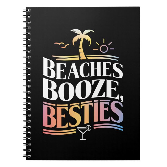 Cuaderno Playas, alcohol y amigas árbol de coco verano (Frente)