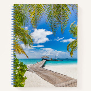 Cuaderno Playas tropicales Muelle de madera de la isla de