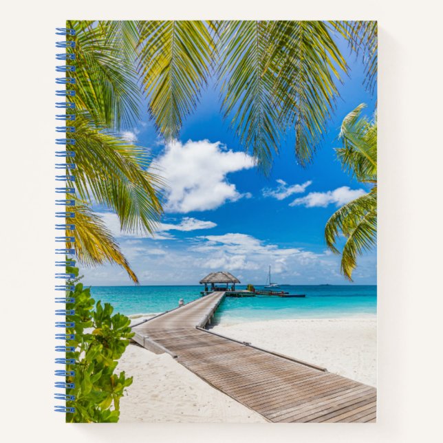 Cuaderno Playas tropicales | Muelle de madera de la isla de (Anverso)