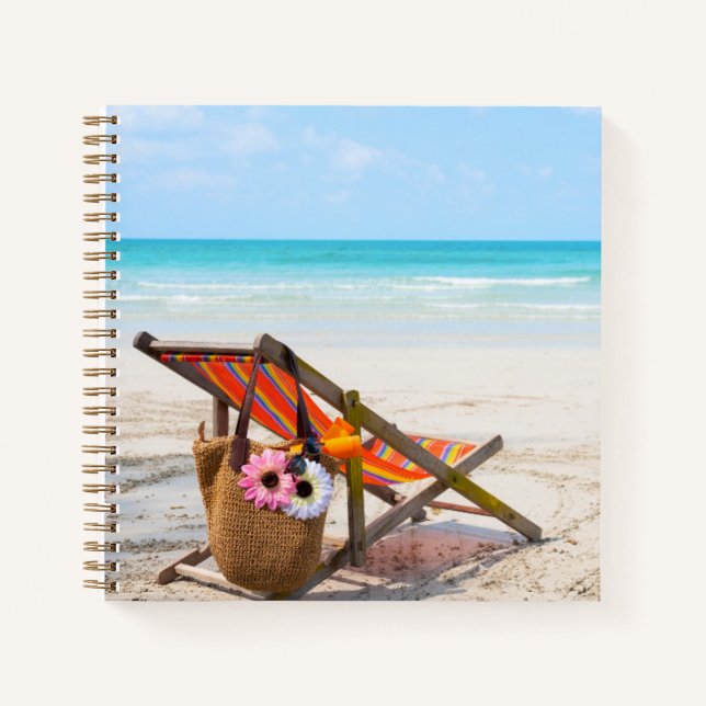 Cuaderno Playas tropicales | Silla de playa de arena (Anverso)