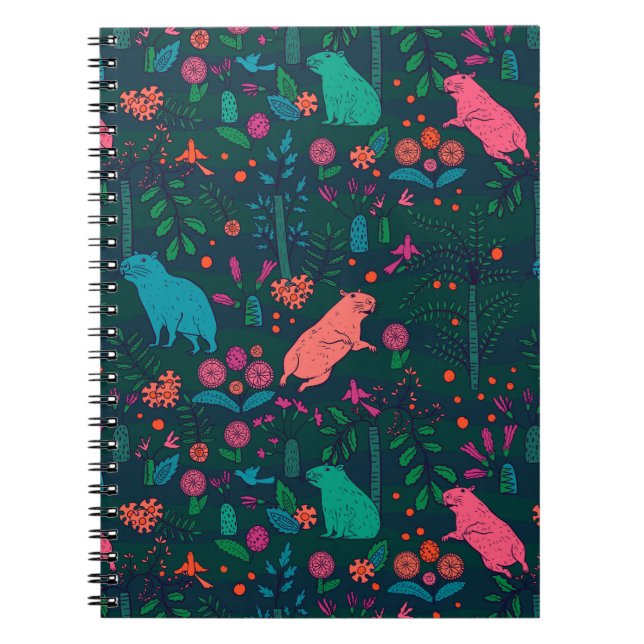 Cuaderno Playful Capybara in the Forest – Tropical Seamless (Frente)