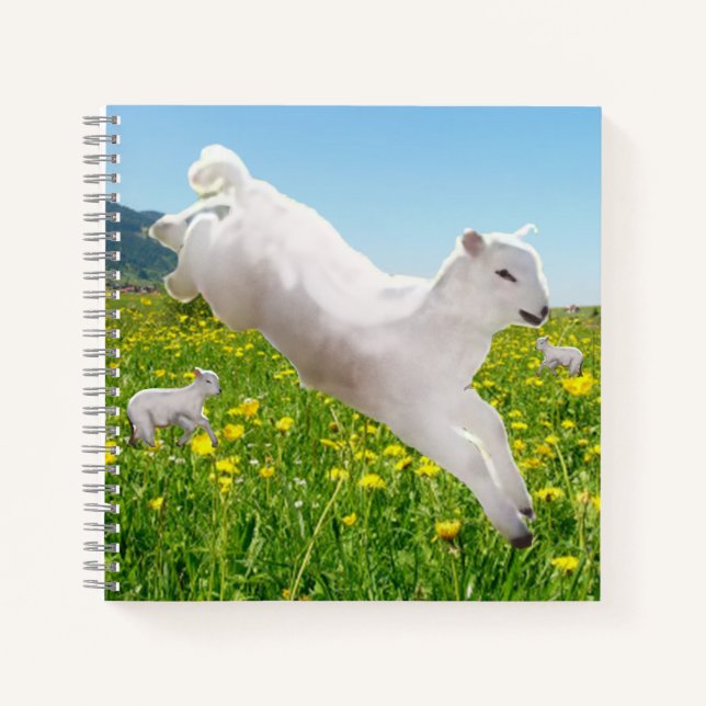 Cuaderno Playful Leaping Lambs Easter   (Anverso)