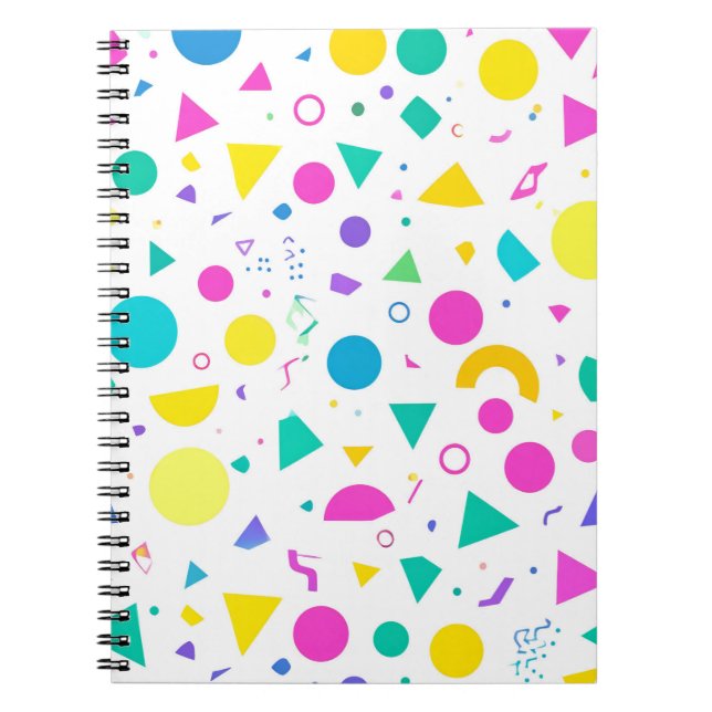 Cuaderno Playful Neon Memphis Geometric Retro Pattern (Frente)