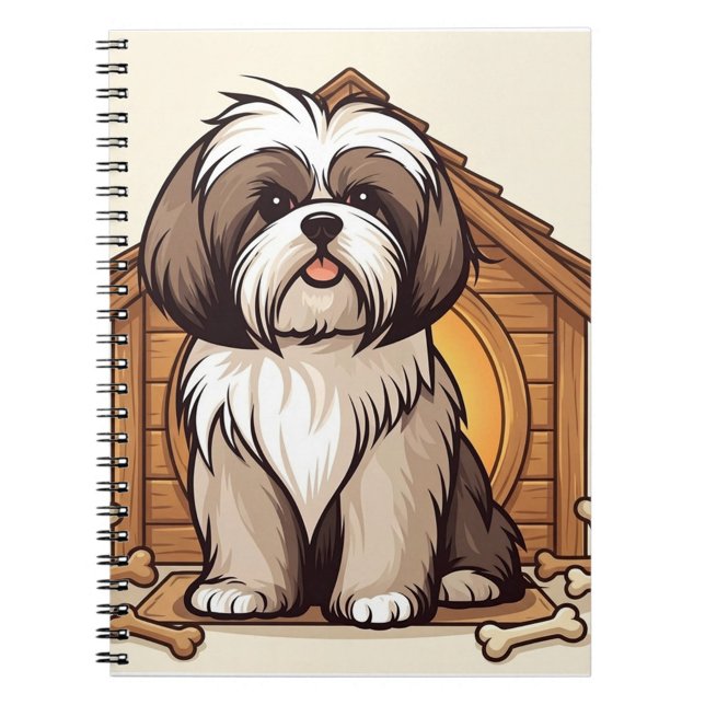 Cuaderno Playful Shih Tzu Dog House  (Bring a little joy to your day with a Shih Tzu Notebook!)
